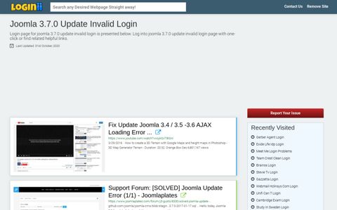 Joomla 3.7.0 Update Invalid Login - Loginii.com