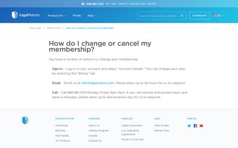 How Do I Change Or Cancel My Membership? | LegalNature