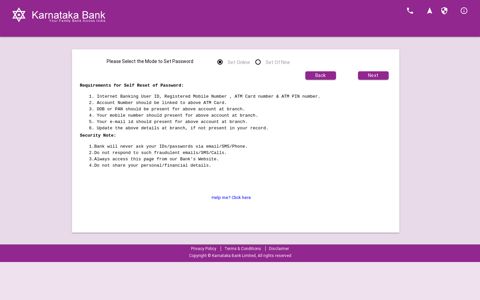 Set Password - MoneyClick e-Banking
