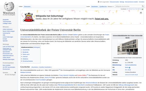 Universitätsbibliothek der Freien Universität Berlin – Wikipedia