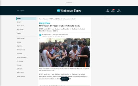 HTET result 2017 declared, here's how to check - education ...