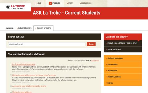 what is staff email - FAQs for Current Students, La Trobe ...