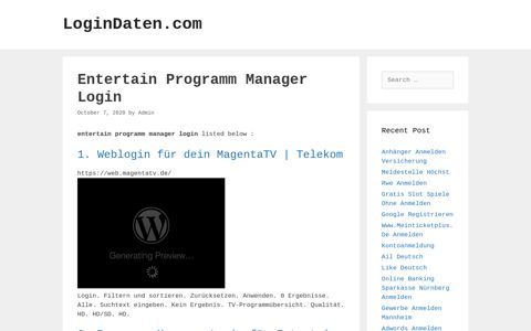 Entertain Programm Manager Login - LoginDaten.com