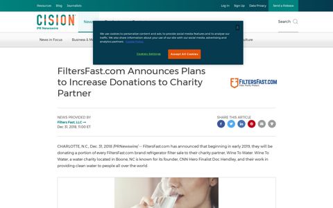 FiltersFast.com Announces Plans to Increase Donations to ...
