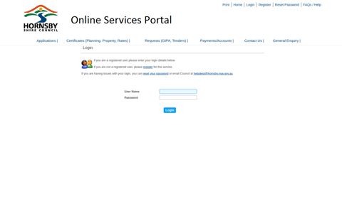 Login to Online Services Portal
