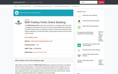 BNP Paribas Fortis Online Banking Login