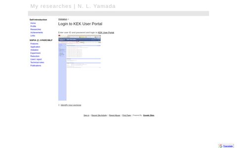 Login to KEK User Portal - My researches | N. L. Yamada