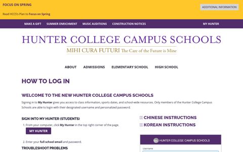 How to Log In - Hunter College Campus Schools