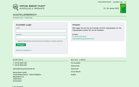 IGW - Aussteller-Login - IGW Virtual Market Place