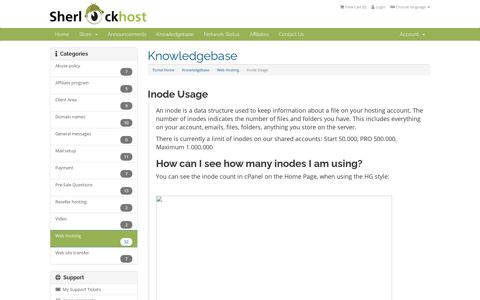 Inode Usage - Knowledgebase - Sherlockhost
