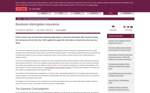 Business interruption insurance | FCA