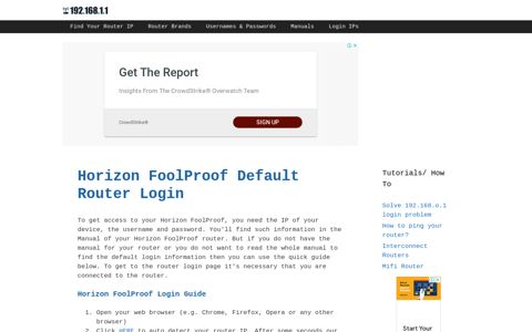 Horizon FoolProof - Default login IP, default username ...