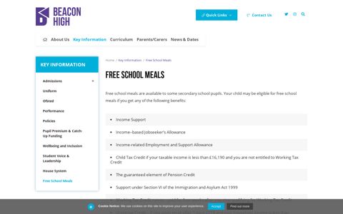 Free School Meals - Beacon High School