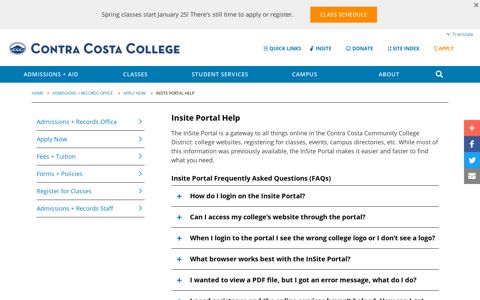 Insite Portal Help | Contra Costa College