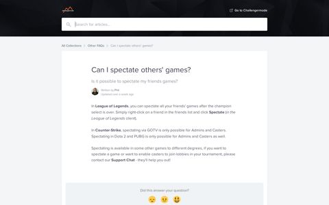 Can I spectate others' games? | Challengermode Support