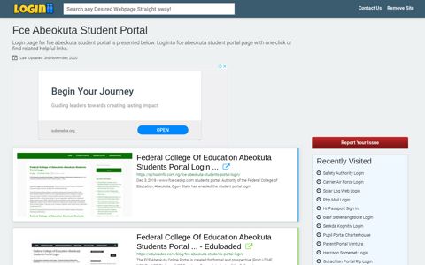 Fce Abeokuta Student Portal - Loginii.com