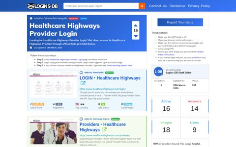 Healthcare Highways Provider Login - Logins-DB