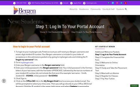 Step 1: Log In to Your Portal Account | Bergen Community ...