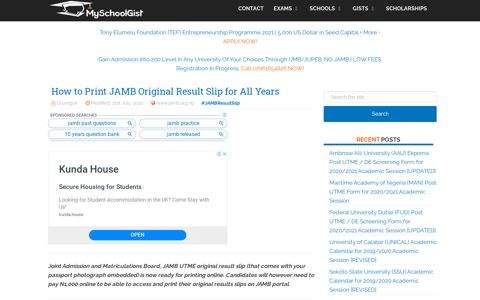 How to Print JAMB Original Result Slip for All Years ...