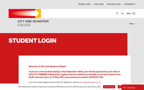 Student Login - City and Islington College