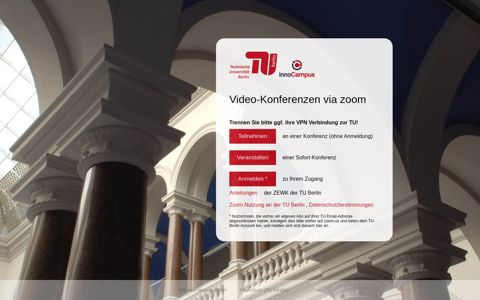 Video Konferenzen - TU Berlin über Zoom (Ein Service von ...