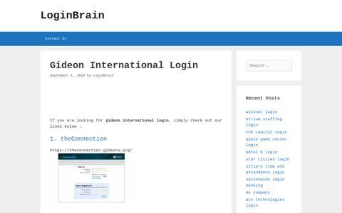 Gideon International - Theconnection - LoginBrain