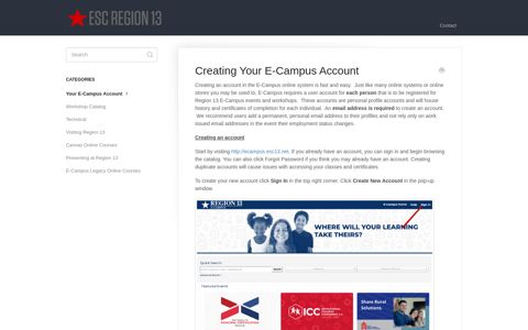 Creating Your E-Campus Account - Region 13 Knowledge Base