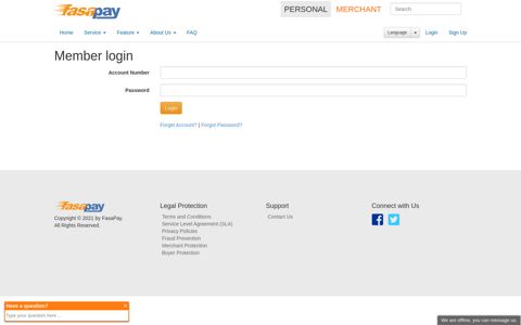 FasaPay Online Payment System - Login