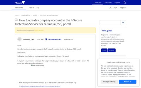 How to create company account in the F-Secure Protection ...