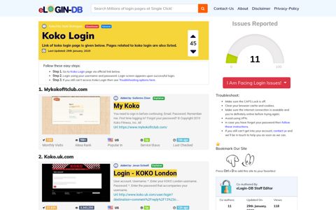 Koko Login - A database full of login pages from all over the internet!