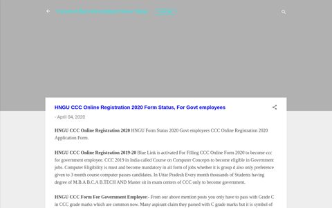 HNGU CCC Online Registration 2020 Form Status, For Govt ...