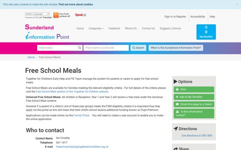 Free School Meals | Sunderland Information Point