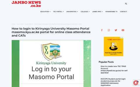 How to login to Kirinyaga University Masomo Portal masomo ...