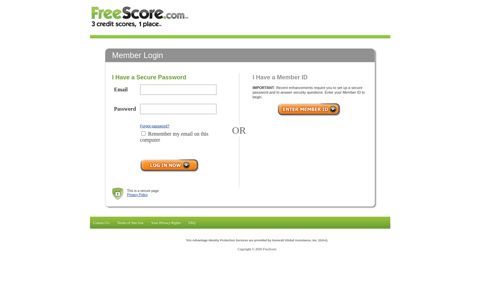 Member Login - FreeScore.com