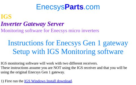 IGS Enecsys gateway setup
