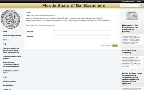 Login - Florida Board of Bar Examiners