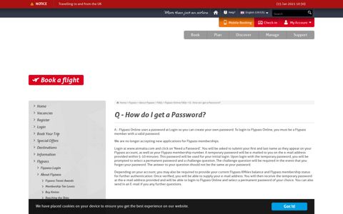 Q - How do I get a Password? - Air Malta