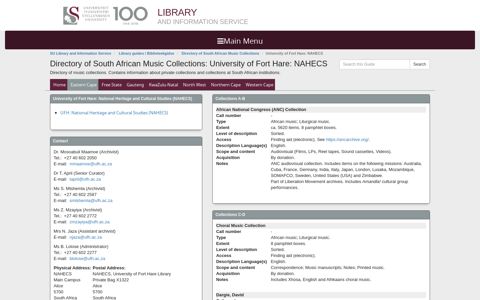 University of Fort Hare: NAHECS - Directory of South African ...