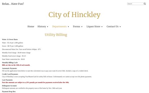Utility Billing - City of Hinckley