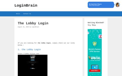 The Lobby - The Lobby Login - LoginBrain