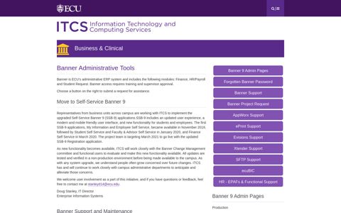 Banner Administrative Tools | Login - East Carolina University