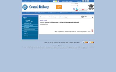 Pension Adalat - Central Railway / Indian Railways Portal