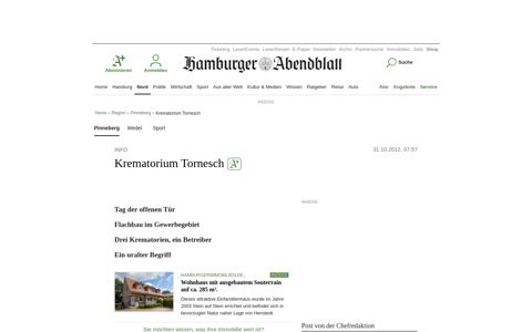 Krematorium Tornesch - Hamburger Abendblatt