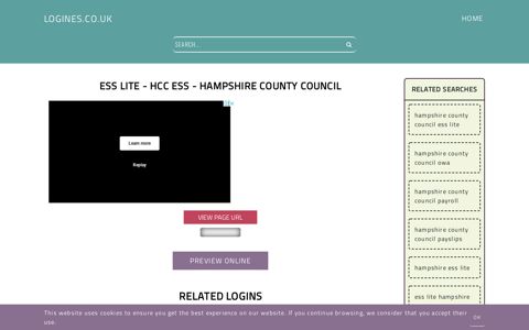 ESS Lite - HCC ESS - Hampshire County Council - General ...