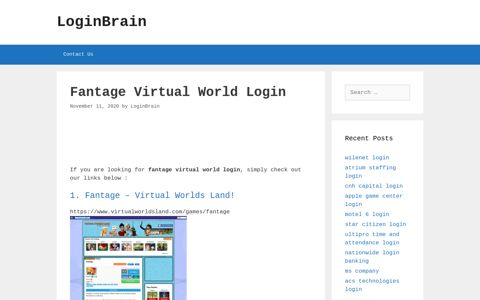 fantage virtual world login - LoginBrain