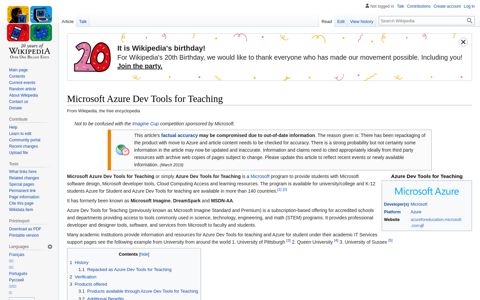 Microsoft Azure Dev Tools for Teaching - Wikipedia
