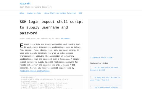 SSH login expect shell script to supply username and password