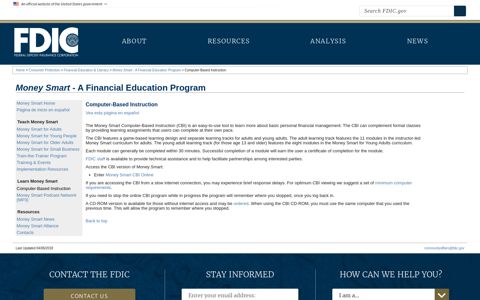 Money Smart - Computer-Based Instruction - FDIC