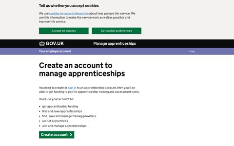 Create an account to manage apprenticeships ... - Gov.uk