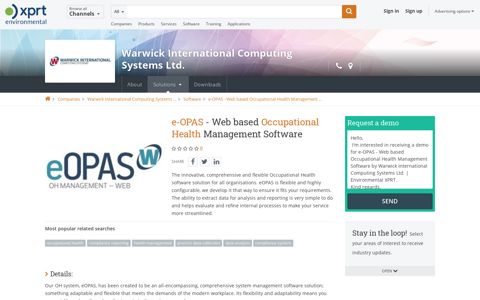 e-OPAS - Web based Occupational Health Management ...